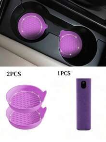 1/2pcs Car Cup Holder Coasters, Shiny Cup Holder Inlay Coasters, Universal Car Anti-Slip Cup Holder Decorative Silicone Cup Mats, Car Interior Pad, 8cm/3.1in Soft Crystal Rhinestone Rubber Coaster Set Round Car Beverage Cup Holder Accessories - One Size - View 21