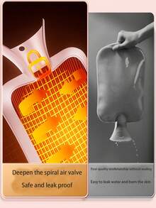 1个可重复灌装热水袋，加厚防爆，女士暖手宝，暖垫，暖腹宝，暖脚宝，毛绒兔毛保温手提袋 - 彩色 - 查看 4