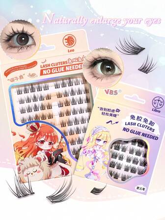 Set di ciglia finte senza colla della serie Costellazione, include 2 stili (Leone + Bilancia), totale 136 ciuffetti, pre-incollati e riutilizzabili, senza residui di colla, ciglia a ciuffetti individuali, comodi per principianti da indossare a casa, creano ciglia naturalmente arricciate, adatti per uso quotidiano, appuntamenti, lavoro, feste