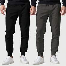 Kit Of 2 Men's Plain Flannel Sweatpants With Back Pocket - Negro/Plomo - Ver 8