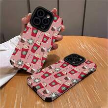 1 pieza de funda de teléfono de café de navidad, funda de teléfono de tema de café de navidad creativa, Para  15/15 Plus/15 Pro/15 Pro Max,  14/14 Plus/14 Pro/14 Pro Max,  13/13 Pro/13 Pro Max,  12/12 Pro Max,  11/11 Pro,  7/8 Plus,  XR/XS Max. Antifouling, moda, alta calidad, ideal para regalos. - Mezcla de color 1 - Ver 8