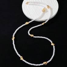 1pc Vintage Elegant Multi-Layer Faux Pearl Irregular Bead Necklace, Suitable For Formal Occasions - Multicolor - View 2