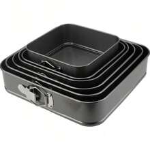 6件套蛋糕模具，6种不同尺寸，方形，弹簧扣，不粘钢烤盘，多种尺寸可选（深灰色）。婚礼及派对蛋糕装饰板 - 深灰色 - 查看 3