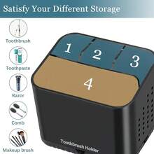 Black Toothbrush Holders For Bathrooms,  Electric Toothbrush And Toothpaste Holder, 4 Slots Tooth Brush Holder For Bathroom Countertop Organizer (Black){Inchcolor_nameinch:InchBlackinch} - 黑色 - 查看 6