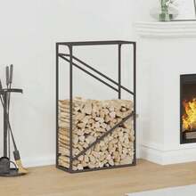 Firewood Rack Black 60x25x100 Cm Cold-Rolled Steel - Black - View 1