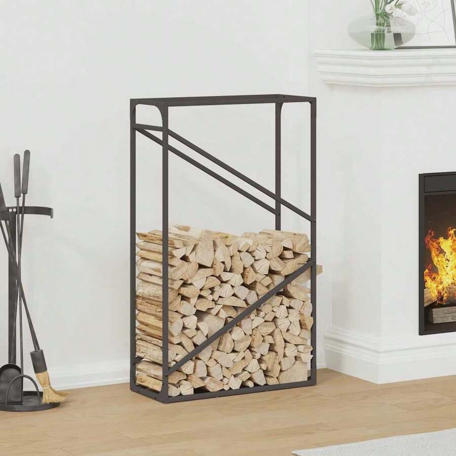 Firewood Rack Black 60x25x100 Cm Cold-Rolled Steel - Black - View 1
