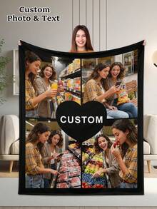 1pc Custom Photo Text Flannel Throw Blanket 280GSM, Personalized Soft Cozy Warm Comfortable Lightweight Blanket, Machine Washable All Seasons Suitable Flannel Blanket, Portable Travel Camping Car Office Sofa Bed Couch Blanket, Great Gift For Men Women Mom Dad Couples Grandmother Grandfather Son Daughter Brother Sister Wife Husband Coworker Colleague Teacher , Birthday Anniversary Christmas Valentine's Day Mother's Day Father's Day Graduation Halloween Women's Day Thanksgiving Teacher Appreciation Week International Nurses Day Back To School National Es Day Boss's Day Independence Day Gift, Ideal For Relaxing Lounging Snuggling Decorating Gifting, Customizable With Your Favorite Photos Messages Names, Ultra Soft Plush Feel, Durable Easy Care Fabric, Versatile Home Travel Use, Heartwarming Sentimental Practical Present - style-5 - 查看 12