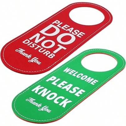Please Do Not Disturb Sign And Welcome Please Knock Sign, Door Knob Privacy Signs For Office Clinic Dorm Online Class Video And Meeting Session, 1 Pack, Green/Red Double Sided