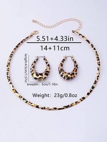 Women's Jewelry Set, Fashion Sexy Geometric Leopard Print Necklace & Earrings Set, Suitable For Daily Wear - Leopard - View 8