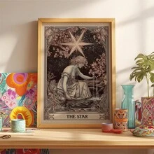 1 Peça Pôster de Baralho de Tarô Sem Moldura com Estrelas, O Sol e A Lua. Presente Ideal para Quartos, Salas de Estar, Corredores, Arte de Parede, Decorações de Parede, Decorações de Inverno, Decorações de Quarto e Presentes de Aniversário. - Multicolorido - Visão 6