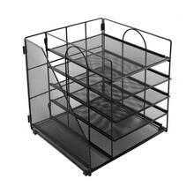 Schreibtisch Organisatoren und Zubehör, Papier Brieffach Organisator mit Dateihalter, Desktop Organisator für Bürobedarf (schwarz) - Schwarz - Übersicht 5