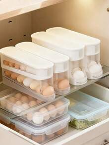 Space-Saving Refrigerator Side Door Rolling Egg Storage Box - Plastic Material, No Battery Required, Double-Layer Transparent Compartments For Easy Egg Access And Organization, Kitchen Refrigerator Storage Rack, Refrigerator Egg Storage Box - Multicolor - View 8