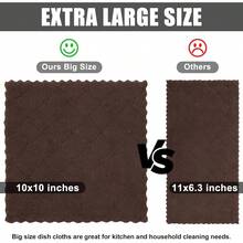 12 Pack Kitchen Dish Cloths (10 X 10 Inches, Cream Yellow), Super Soft And Absorbent Coral Velvet Dish Towels, Nonstick Oil Fast Drying Microfiber Cleaning Cloth, No Lint Household Dishcloths, 2025 - 棕色 - 查看 10