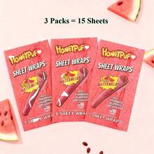 3 Packs HONEYPUFF King Size (110mm) Cigar Roll Paper, Cigar Skin, Sheet Wraps, 5 Sheets/Pack, Multiple Colors | For Any Smokers - 西瓜口味3包(15片) - 查看 6