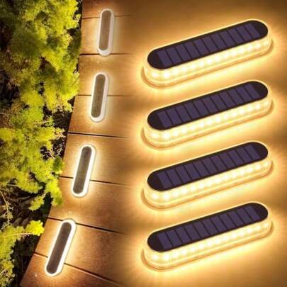 Step LightsLacasa Luces Solares Jardin 4 Pack LED Lámpara Solar Exterior IP68 Impermeable Luz Solar del Piso Auto ON/OFF Lámparas Solares para Step Garaje Camino Patio Deck Dock Valla - Blanco Cálido 2700KStep Lights