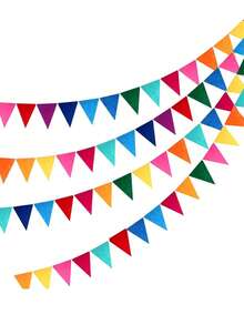6面2.8米彩色三角旗 - 适用于生日派对装饰、教室装饰、学校活动、嘉年华、情人节、斋月、开斋节、圣帕特里克节、复活节、狂欢节和其他大型活动、家居装饰、庭院美化、毕业庆典、派对、马戏团氛围装饰