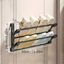 1个多功能可折叠门后鞋架，免打孔壁挂式浴室鞋架，适用于家庭、酒店、宿舍、浴室鞋子收纳 - 彩色 - 查看 10