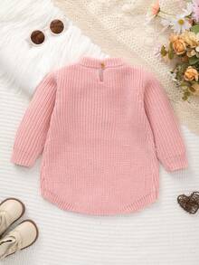 Newborn Knitted Cute Floral Embroidered Bodysuit - وردي - مشاهدة 10