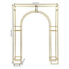 5.91*7.87ft Wedding Arch Backdrop Stand, White Gold Wedding Arches For Ceremony, Square Door-Shaped Metal Balloon Arch Stand, Flower Stand, Garden Arbor Frame For Wedding Birthday Party Baby Shower Photo Booth Background Decoration Indoors Outdoors - 金色 - 查看 8