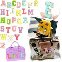 Mixed-Color Bulk Chenille Alphabet Patches, Adhesive Iron-On For Personalized Clothing & Party Decor (Easter, Graduation, Birthday) - Multicolor - View 1