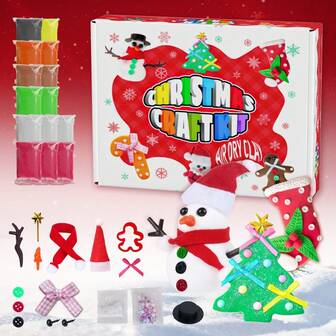 Kids Handmade DIY Clay, Christmas Decorations Santa Claus, Snowman, Gingerbread Man Small Pendant Ornaments, Gifts