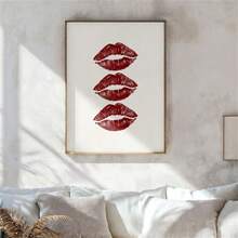 1pc Retro Kiss Poster Wall Art Red Lips Wall Art Girly Bedroom Wall Decor College Dorm Print Retro Lips Print Love Valentines Day Poster Unframed - Multicolor - View 9