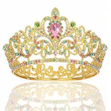 CIEHER Small Crown For FFgirls Cake Topper Mini Crown FFgirls Princess Tiara Cake Toppers Flower Decorations, Multi-Colored Crowns{Inchcolor_nameinch:InchMulti-Coloredinch} - 多彩 - 查看 2