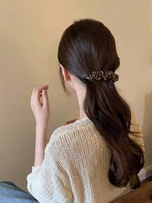 复古豹纹波点褶皱香蕉夹，女士后脑勺发夹，马尾夹，竖款发夹，发卡，发饰，爪夹，发爪，发夹，发卡