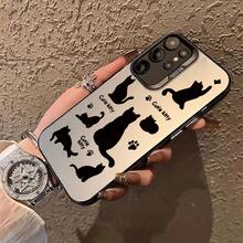 Funda de Teléfono con Diseño de Gato Negro en Pantalla Completa Compatible con iPhone 16 15 14 13 12 11 7/8 7/8 Plus X/S X/S Max  Galaxy S22 Ultra Galaxy S22 Galaxy S22 Galaxy S23 Galaxy S23 Galaxy S23 Ultra Galaxy S23 FE Galaxy S24 Galaxy S24 Plus Galaxy S24 Ultra y Otros Modelos, Anti-Mancha, a la Moda, , Color Plata IMD - Colores mixtos - Ver 5