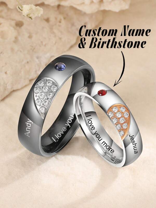 Personalized Name Ring For Couples | Custom Engraved Couple Rings | Ideal Gift For Anniversaries, Birthdays, And Valentine's Day