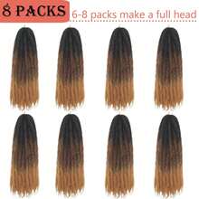 Marley Twist 编织发 18 英寸 Marley Twist 长发 扭发 1/3/8 包 渐变金色非洲卷曲扭发 钩针编织发 合成 Marley 接发 - 漸層棕色 - 查看 8