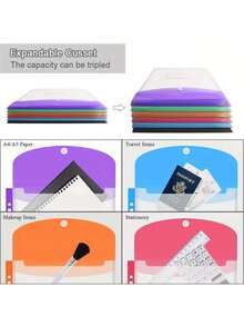 12pcs/Set A4 File Bag, Waterproof Multifunctional With Business Card Holder, Large Capacity Office Supplies And Data Bag, Suitable For Office Documents, Organizing Student Exam Paper Desktop Spa - Multicolor - View 6