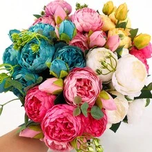 1 Stück künstliche Rose Pfingstrose Blumenstrauß, schöne Kunstblumen Anordnung für Hochzeit, Party und Heimdekoration, Valentinstag Geschenkdekoration