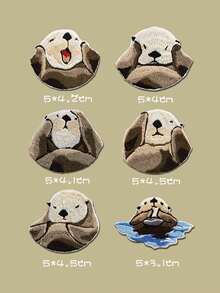 1 Piece Embroidery Fabric Cute Otter Self-Adhesive No-Sew Patch Stickers Clothing Decoration Summer, School