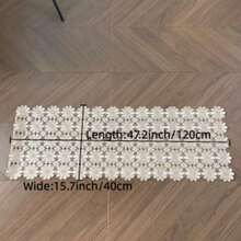 HXARTMIS 1PC, Exquisite Embroidered Small Daisy Coffee Table Runner, Made Of Machine-Made Polyester Fabric, Suitable For All Seasons, Heat Resistant And Easy To Clean, Hollow Lace Design Tablecloth. - Brown - View 9