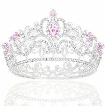CIEHER Small Crown For FFgirls Cake Topper - Mini Princess Tiara Birthday Wedding Decoration - Silver And Pink{Inchcolor_nameinch:InchSilver&Pinkinch} - Silver & Pink - View 1
