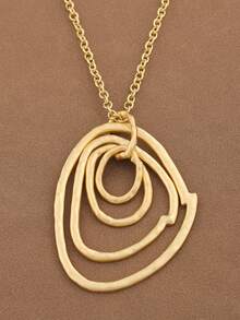 1 pezzo Collana con ciondolo asimmetrico aperto minimalista di colore oro opaco, ciondolo di forma geometrica boho di grandi dimensioni, collana statement