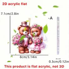 1 Romantic Couple Teddy Bear 2D Acrylic Pendant Sweet Decoration Valentine's Day Gift For Girlfriend/Boyfriend Date Outfit Decoration&Home Wall Decoration - Multicolor-gold Thread - View 15