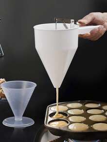 1pc, Stainless Steel Piston Funnel, Octopus Balls Tools With Rack, Batter Dispenser Cake Decorating Tool, Funnel Dispenser With Stand For Takoyaki And Baking, Kitchen Utensils, Apartment Essentials, College Dorm Essentials, Back To School Supplies