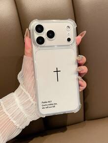 Psalm 46:5 Cross Design Shockproof Transparent Phone Case, Full Edge Protection Camera TPU Soft Phone Case Compatible With IPhone & Galaxy - Multicolor - View 4