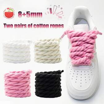 2双8毫米粗彩色编织鞋带