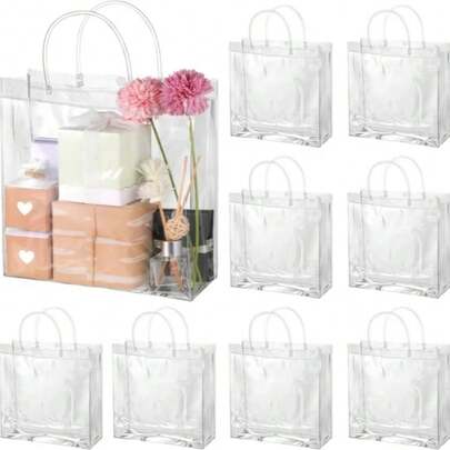 20 PIEZAS Bolsas de regalo de PVC transparente con asas, bolsas de fiesta para regalos de Navidad, cumpleaños, boda, baby shower, dulces y golosinas