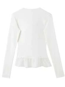 Blusa de manga larga con adorno de lazo y encaje, estilo coreano para capas - Blanco - Ver 11