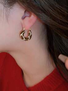 1 Cặp bông tai tròn thời trang cao cấp, sang trọng, thanh lịch, đa năng, phong cách Pháp cổ điển, thiết yếu cho trang phục mùa thu/đông - Cà phê nâu - Xem 6