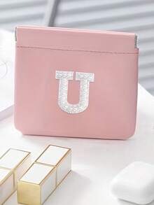 1pc Letter A-Z Cable Organizer Bag, Earphone Pouch, Cosmetic Bag, Digital Pouch, Coin Purse, Small Capacity, Toiletry Organizer Bag, Travel Organizer, Lightweight Travel Essentials, Jewelry Organizer, Lip Gloss Organizer, Nail Polish Organizer, Cosmetic Storage Organizer - Pink - View 21