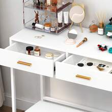 NEW Wooden Dressing Table Computer Desk Home Office Study Bedroom With Drawers - 白色 - 查看 8