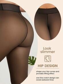 Mallas térmicas opacas y cómodas de color caramelo para mujer, con cintura alta y control de abdomen, antideslizantes, aptas para el hogar, uso casual y diario - Negro - Ver 5