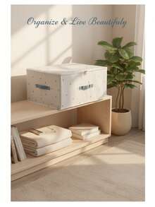 A Quilt Storage Box Washable Fabric Clothing Storage Box Storage Box Clothes Quilt Storage Box Wardrobe Box Large - White - View 3
