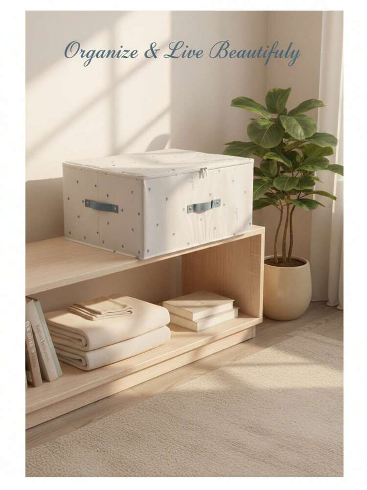 Hộp đựng chăn, hộp đựng quần áo bằng vải có thể giặt được, hộp đựng quần áo, hộp đựng chăn, hộp đựng quần áo, hộp đựng tủ quần áo cỡ lớn - trắng - Xem 3