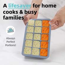 硅胶冷冻模具礼盒套装，包含2个勺子、1/2杯、1杯和2杯带盖硅胶冷冻托盘 - 食品准备和厨房必备品 - 多顏色 - 查看 7